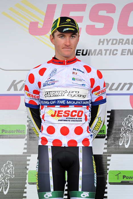 Dylan Kennett in the King of the Mountain jersey